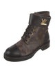 Louis Vuitton LV Monogram Leather Trim Embellishment Combat Boots