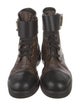 Louis Vuitton LV Monogram Leather Trim Embellishment Combat Boots