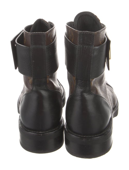Louis Vuitton LV Monogram Leather Trim Embellishment Combat Boots