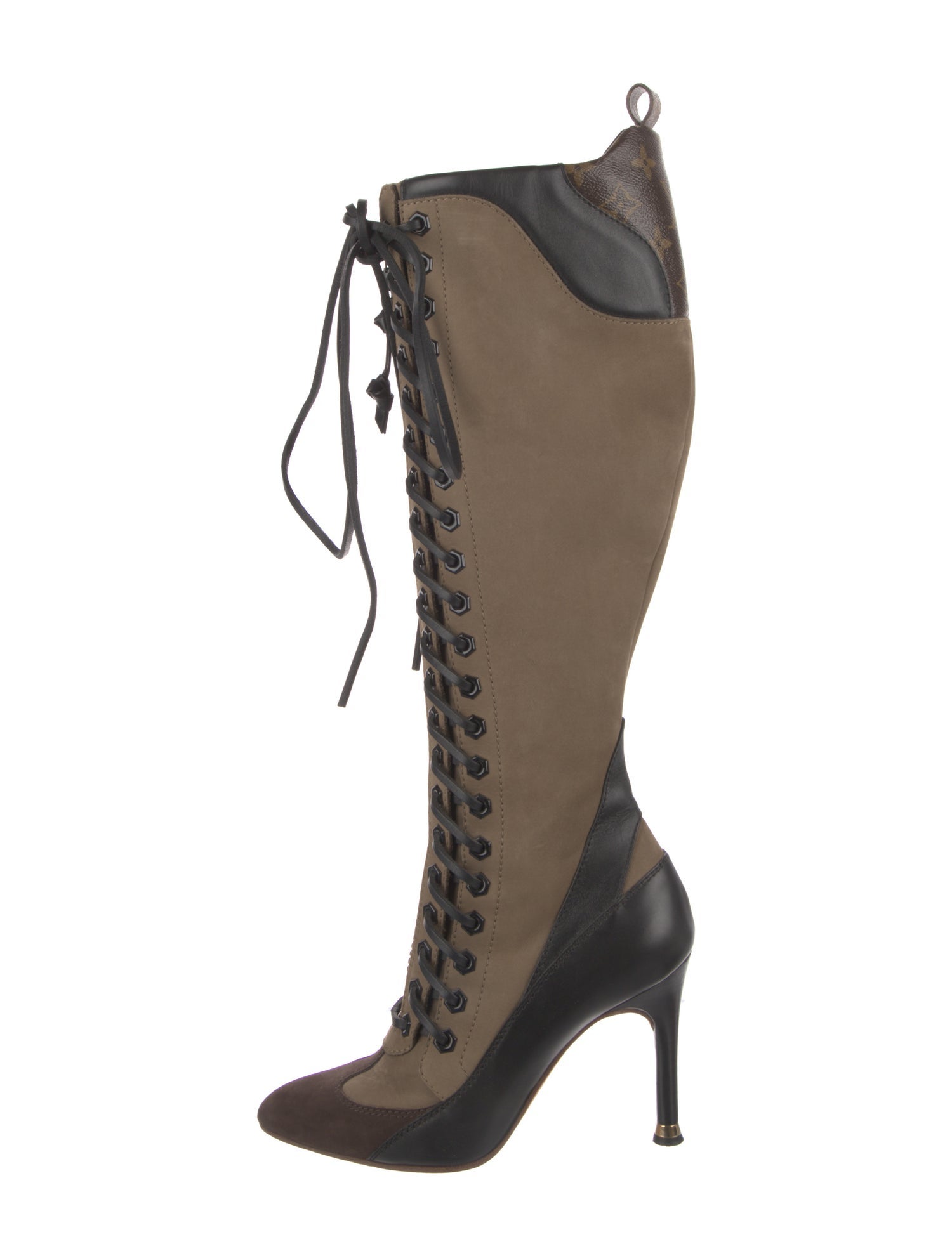 Louis Vuitton LV Monogram Suede Lace-Up Boots
