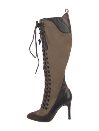 Louis Vuitton LV Monogram Suede Lace-Up Boots