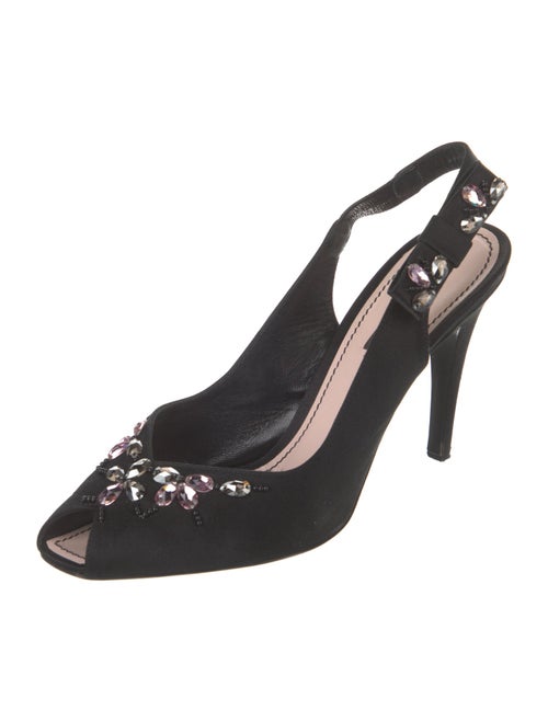 Louis Vuitton Satin Crystal Embellishments Slingback Pumps