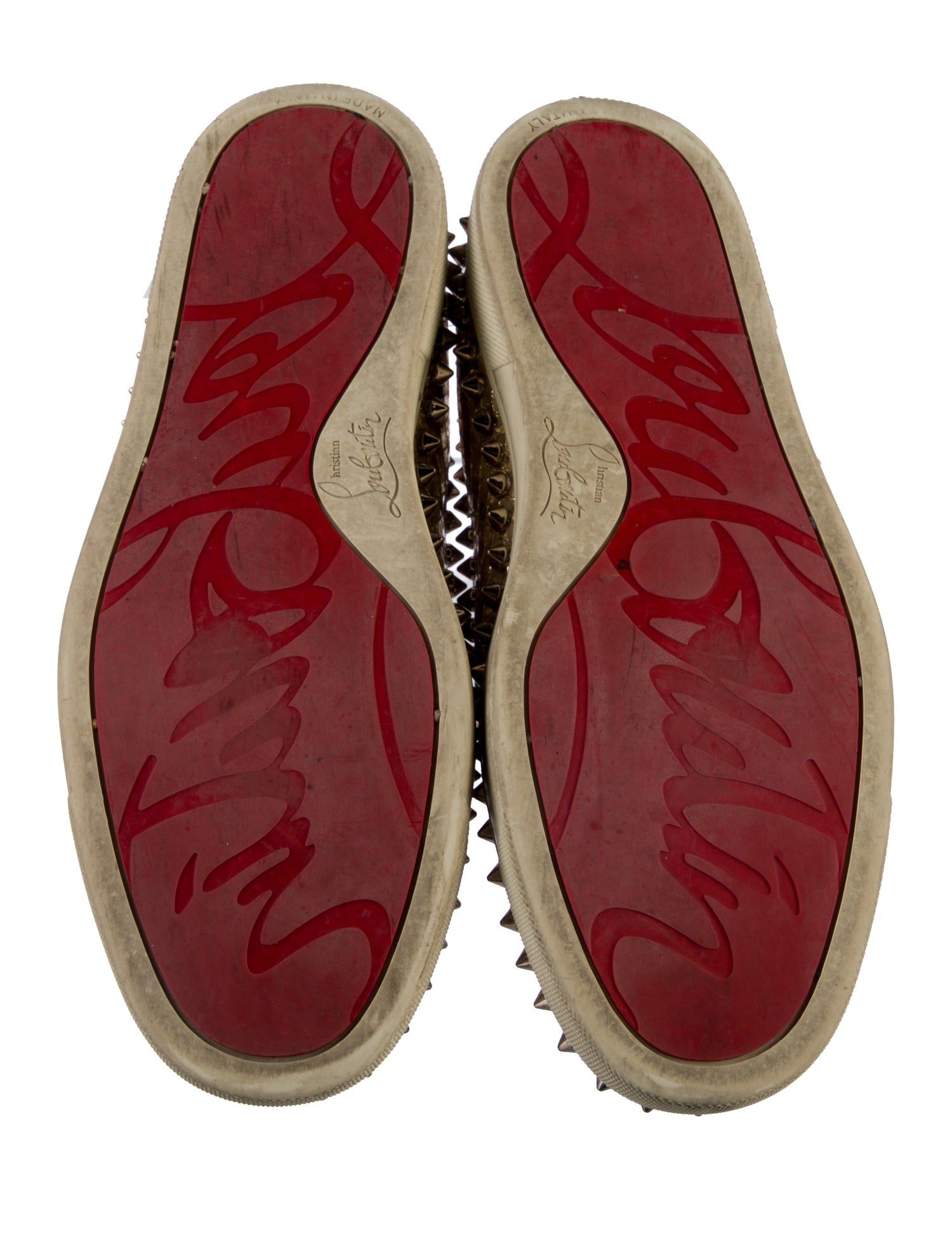 Louis Vuitton Spike Accents Embossed Leather Sneakers