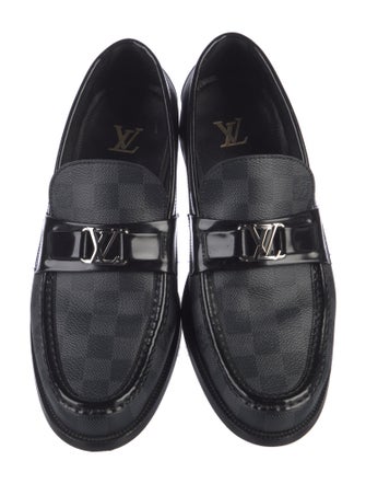 Louis Vuitton Damier Graphite Pattern Leather Trim Embellishment Loafers