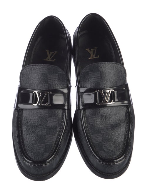 Louis Vuitton Damier Graphite Pattern Leather Trim Embellishment Loafers
