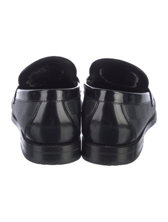 Louis Vuitton Damier Graphite Pattern Leather Trim Embellishment Loafers