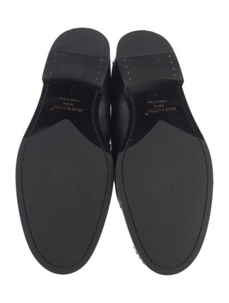 Louis Vuitton Damier Graphite Pattern Leather Trim Embellishment Loafers