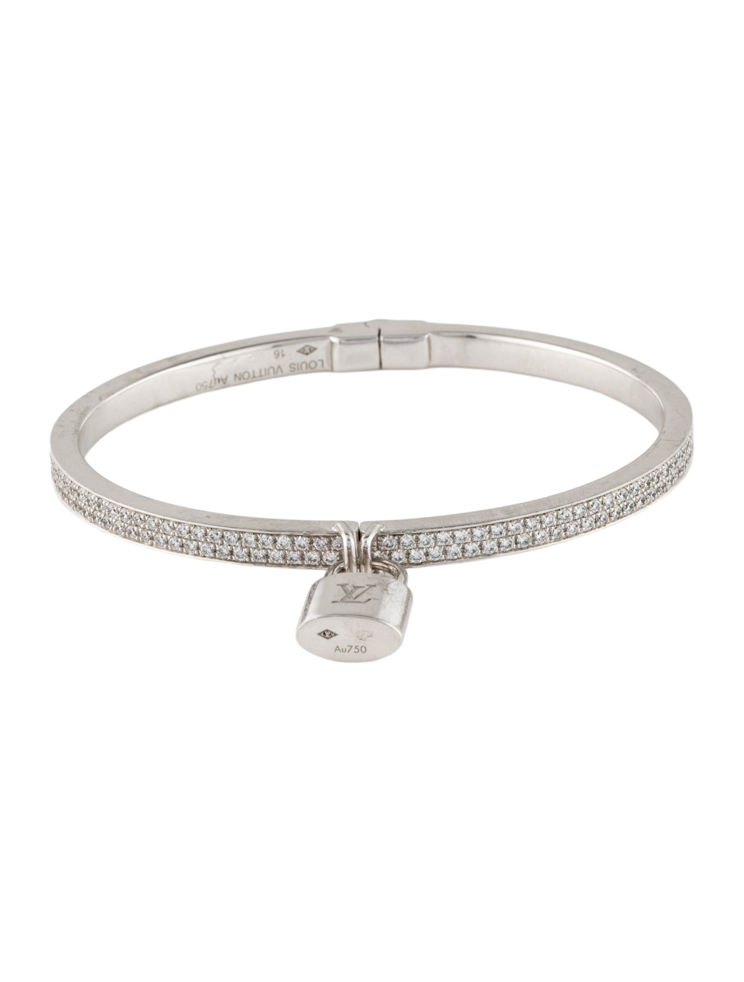 Louis Vuitton 18K 1.30ctw Diamond Lockit Bangle