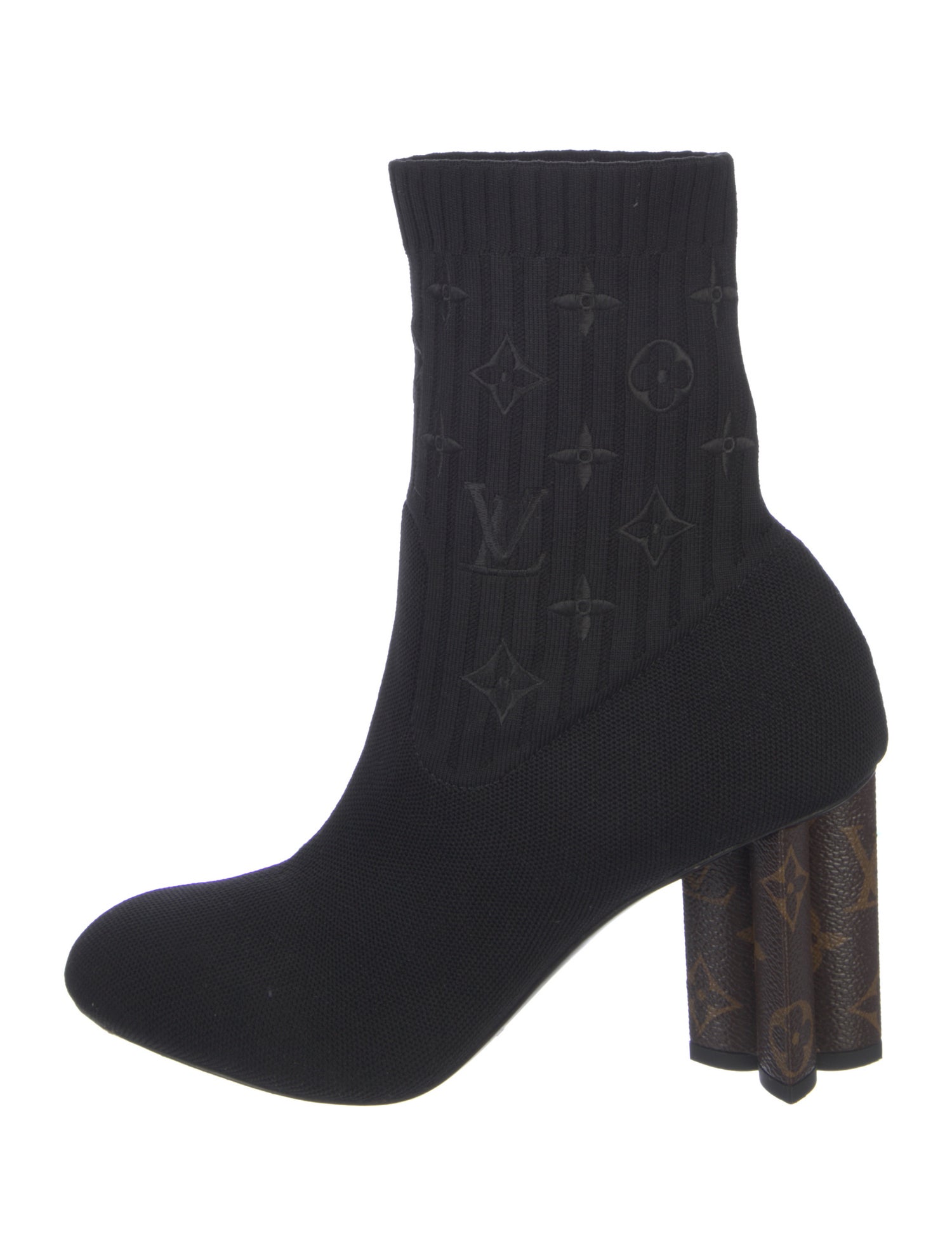Louis Vuitton LV Monogram Embroidered Accent Sock Boots