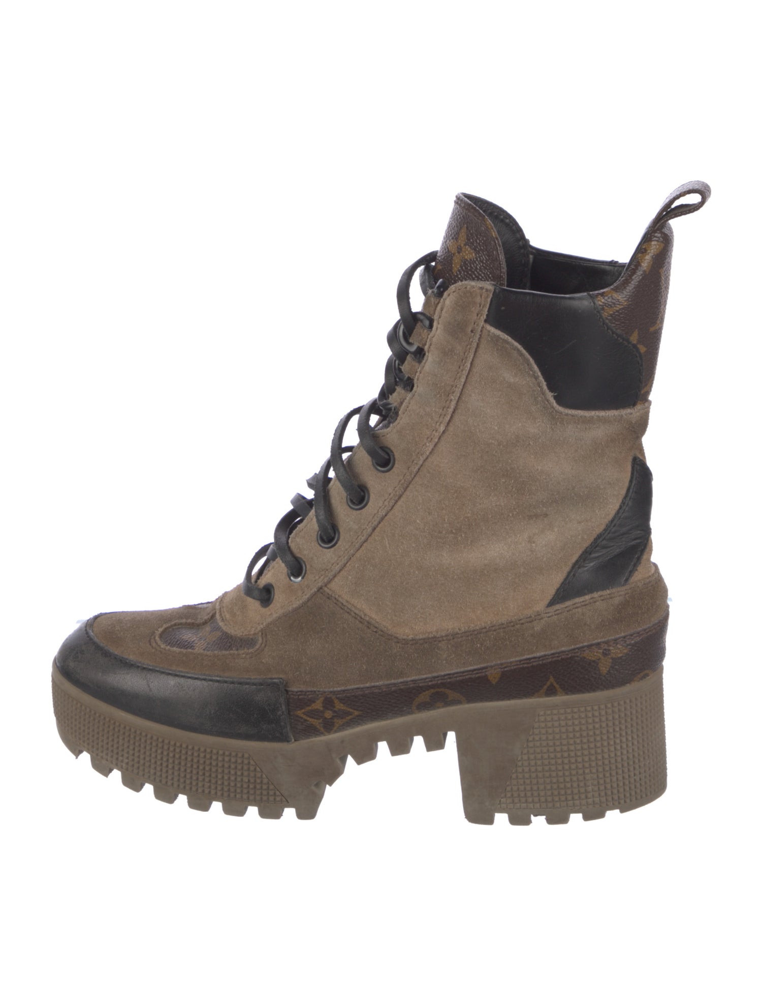Louis Vuitton LV Monogram Suede Combat Boots