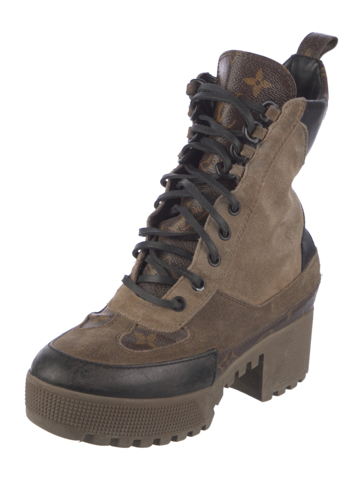 Louis Vuitton LV Monogram Suede Combat Boots