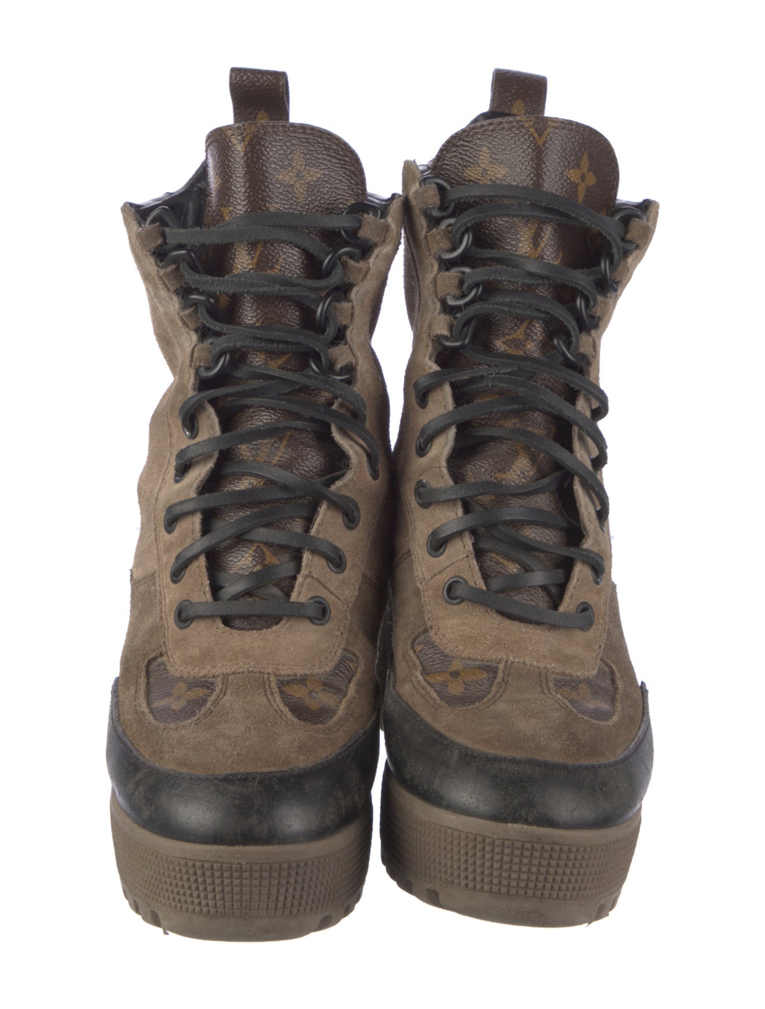 Louis Vuitton LV Monogram Suede Combat Boots