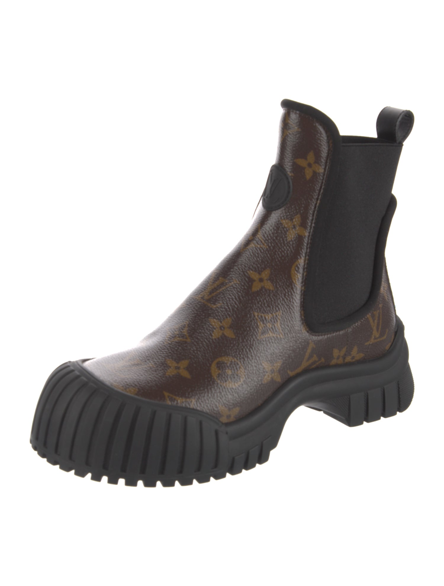 Louis Vuitton LV Monogram Leather Trim Embellishment Chelsea Boots