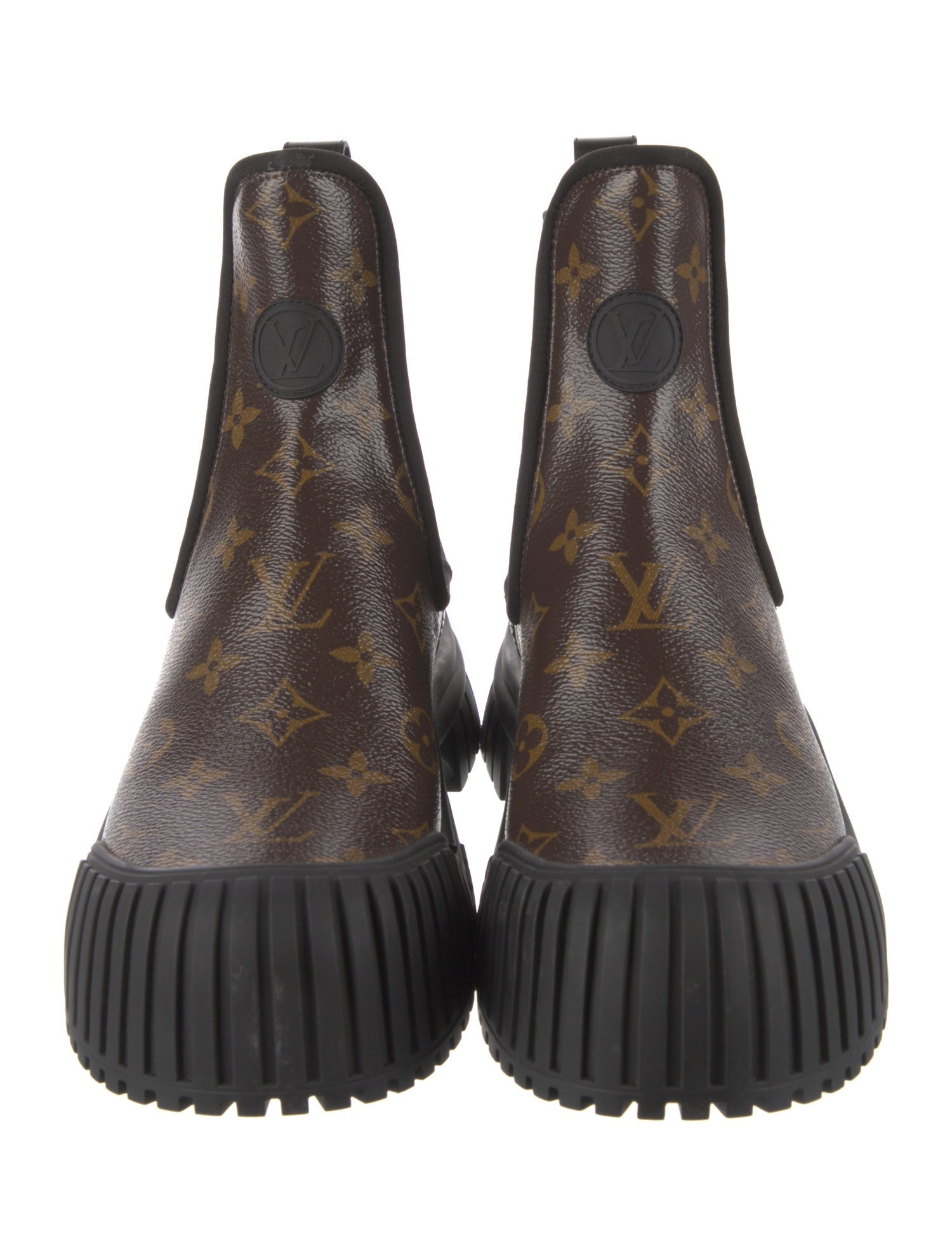 Louis Vuitton LV Monogram Leather Trim Embellishment Chelsea Boots