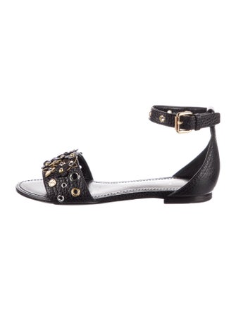 Louis Vuitton Leather Studded Accents Slides