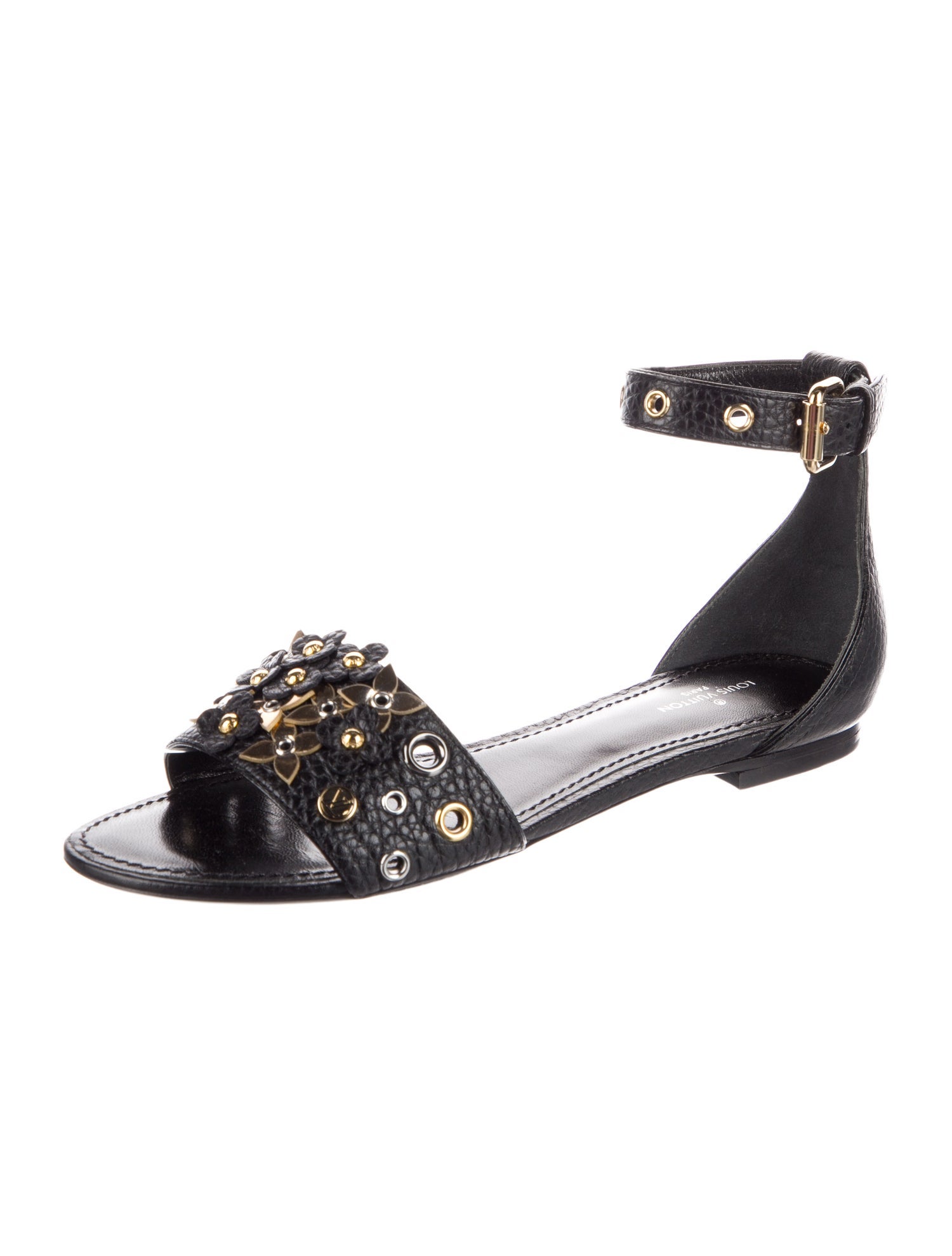 Louis Vuitton Leather Studded Accents Slides