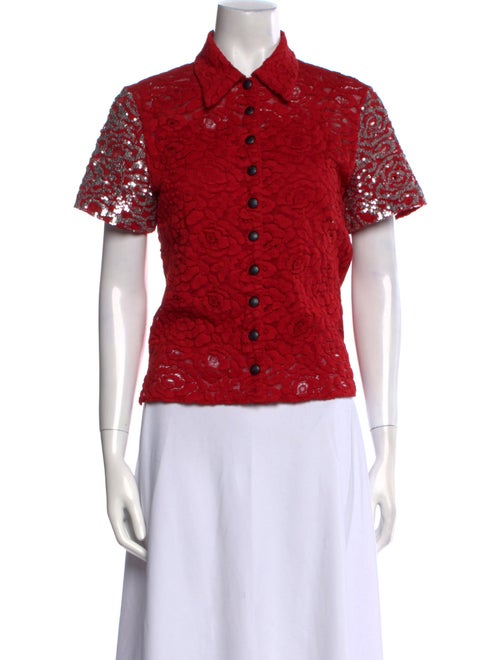 Louis Vuitton 2019 Lace Pattern Button-Up Top