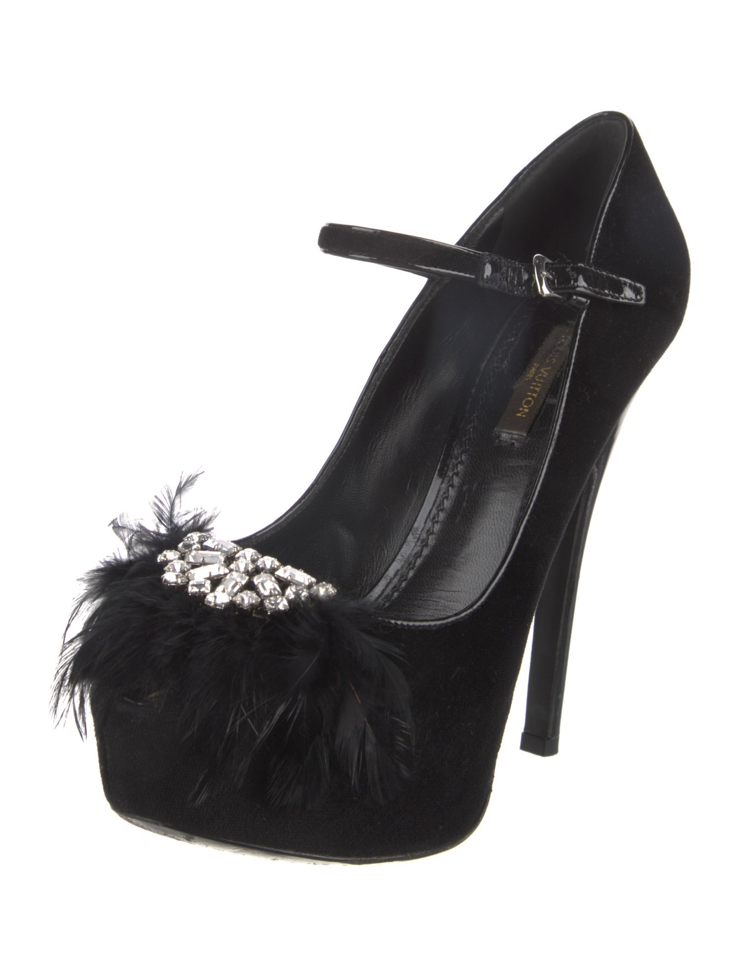 Louis Vuitton Velvet Crystal Embellishments Pumps
