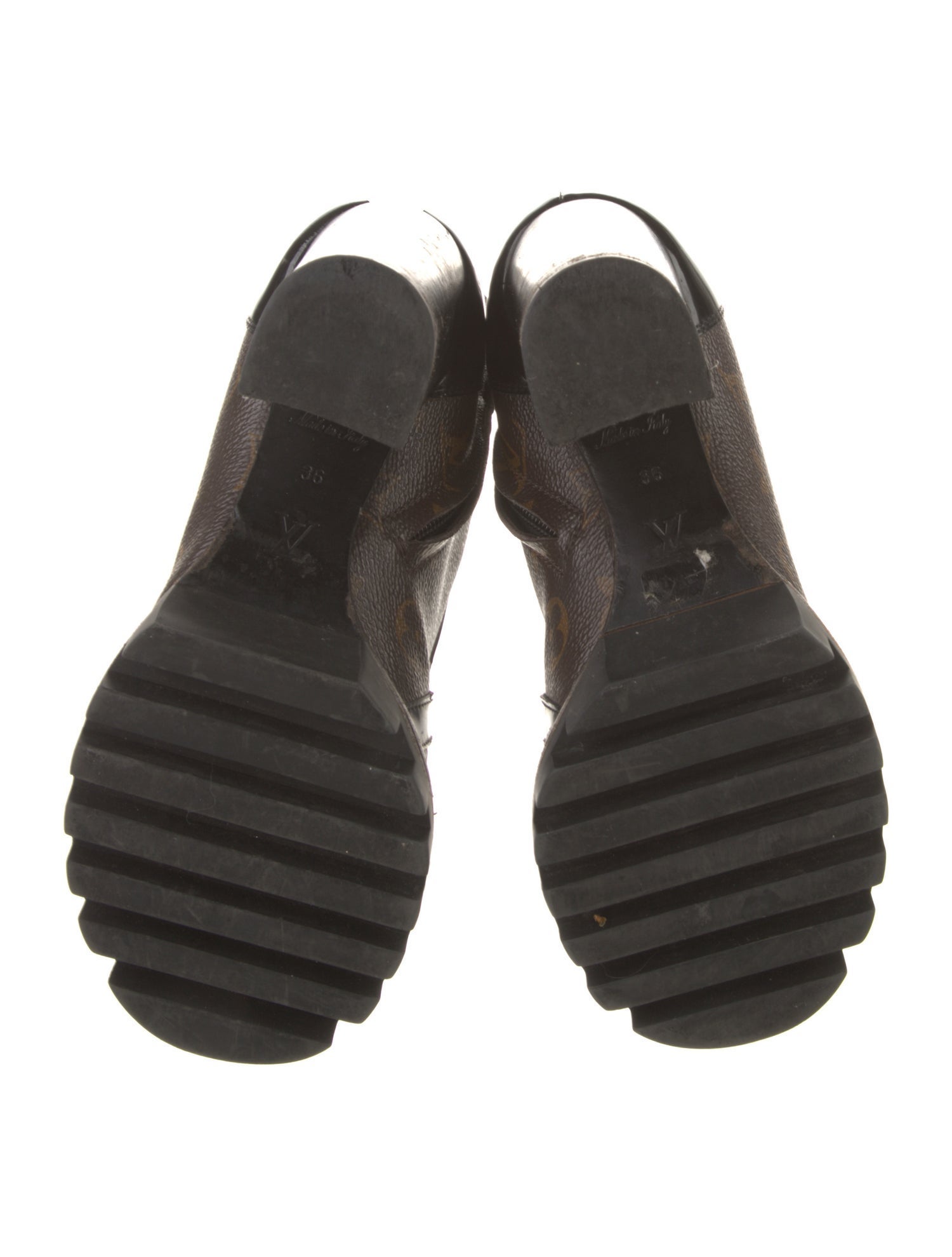 Louis Vuitton LV Monogram Leather Trim Embellishment Combat Boots