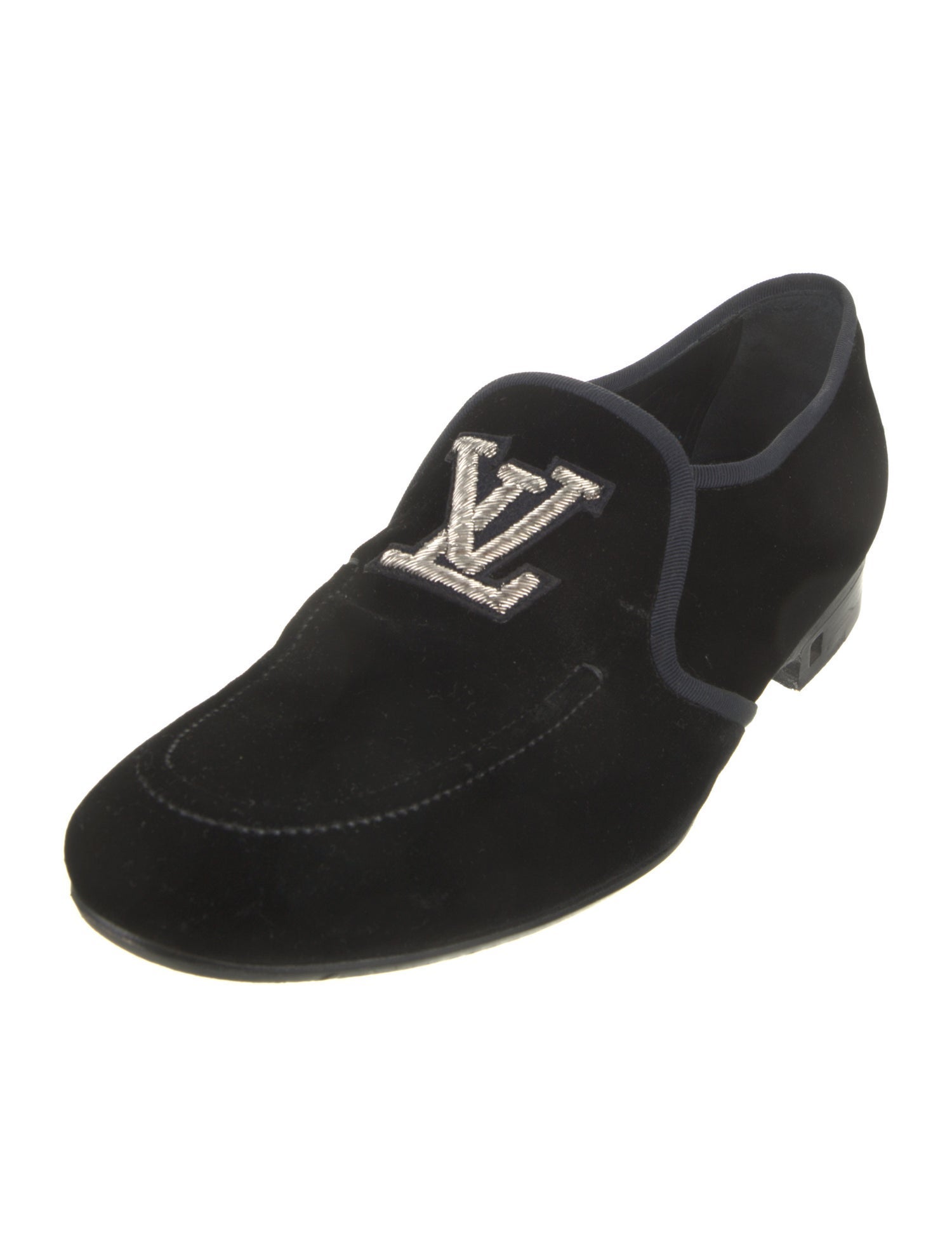 Louis Vuitton Velvet Embroidered Accent Dress Loafers