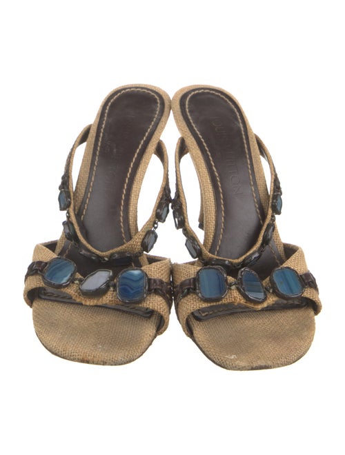 Louis Vuitton Canvas Beaded Accents Slides