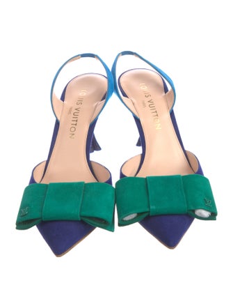 Louis Vuitton Suede Colorblock Pattern Slingback Pumps