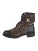 Louis Vuitton Monogram Pattern Leather Trim Embellishment Combat Boots