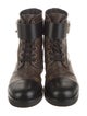 Louis Vuitton Monogram Pattern Leather Trim Embellishment Combat Boots