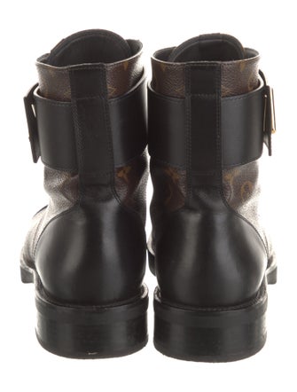 Louis Vuitton Monogram Pattern Leather Trim Embellishment Combat Boots
