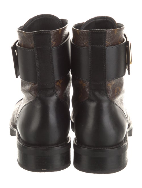 Louis Vuitton Monogram Pattern Leather Trim Embellishment Combat Boots