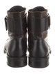 Louis Vuitton Monogram Pattern Leather Trim Embellishment Combat Boots