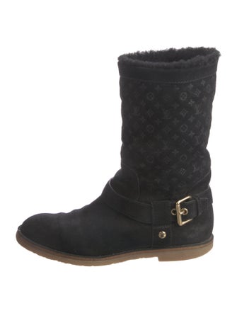 Louis Vuitton LV Monogram Suede Moto Boots