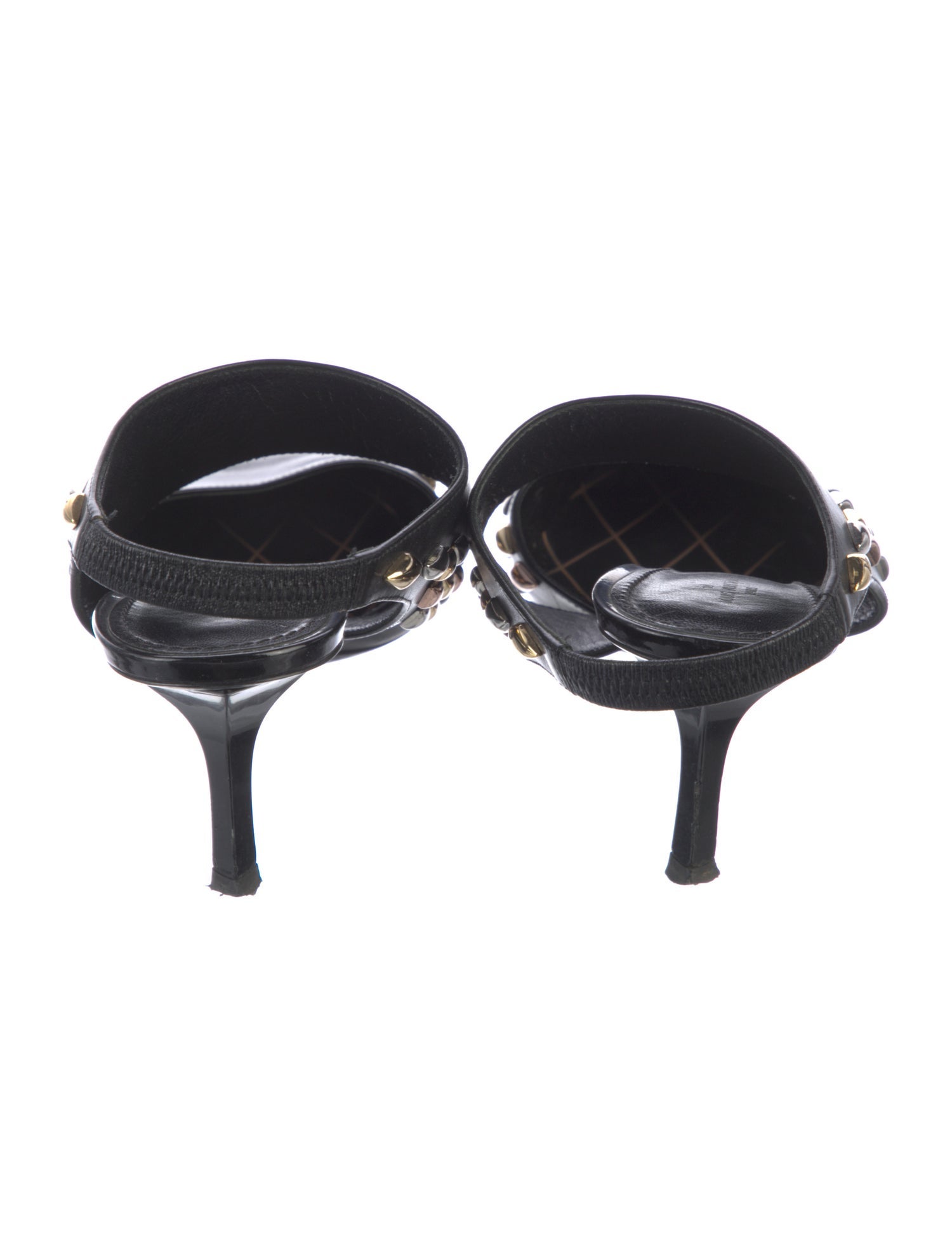 Louis Vuitton Leather Studded Accents Slingback Pumps