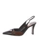 Louis Vuitton Damier Ebene Pattern Patent Leather Slingback Pumps