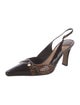 Louis Vuitton Damier Ebene Pattern Patent Leather Slingback Pumps