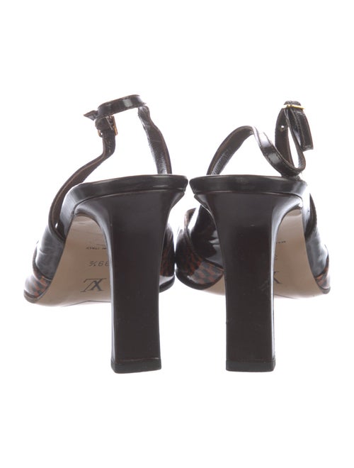 Louis Vuitton Damier Ebene Pattern Patent Leather Slingback Pumps