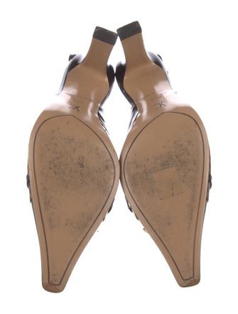 Louis Vuitton Damier Ebene Pattern Patent Leather Slingback Pumps