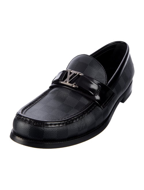 Louis Vuitton Damier Graphite Pattern Leather Trim Embellishment Dress Loafers