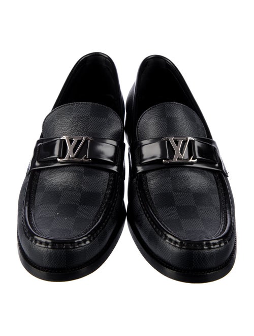 Louis Vuitton Damier Graphite Pattern Leather Trim Embellishment Dress Loafers