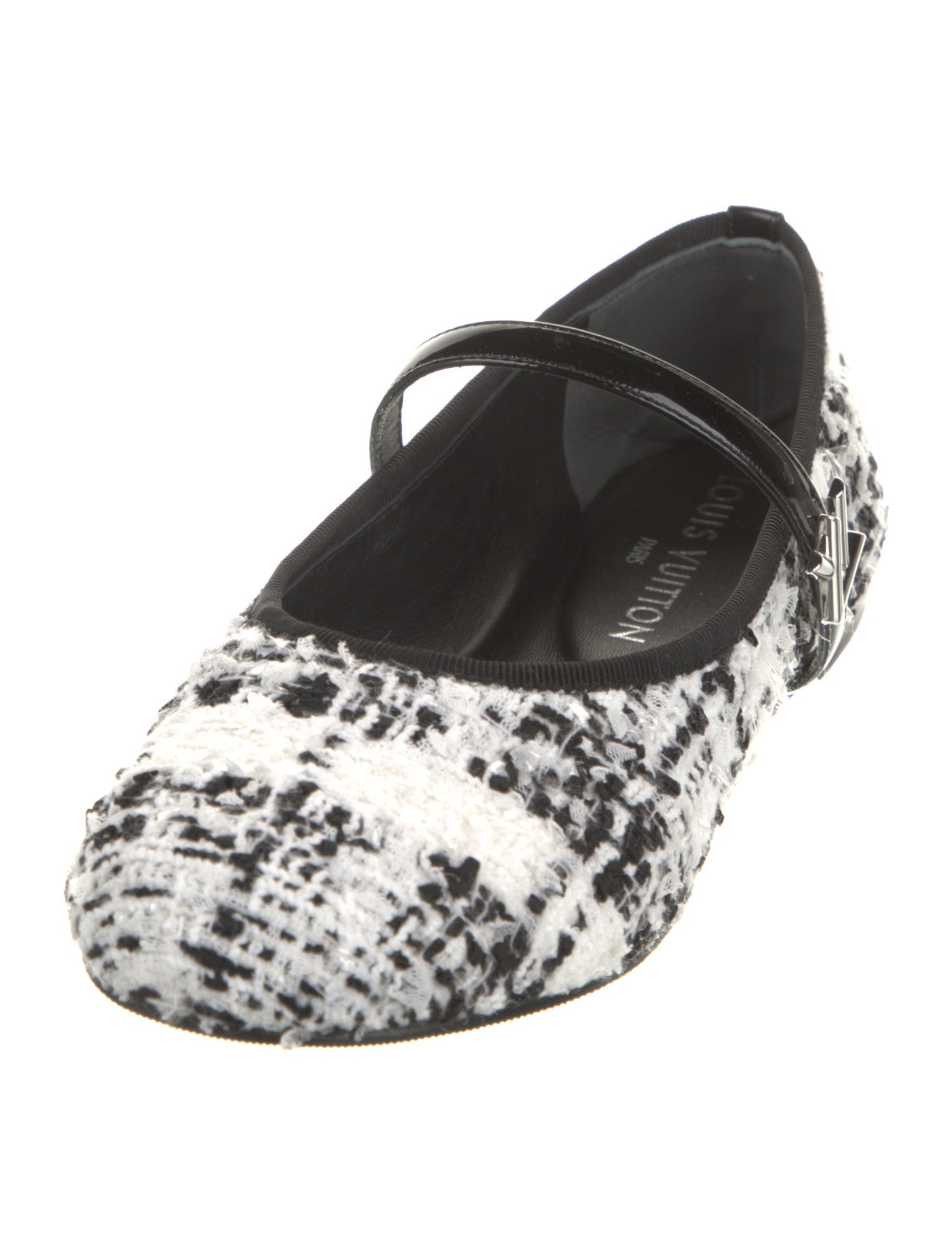Louis Vuitton Tweed Pattern Grosgrain Trim Mary Jane Flats