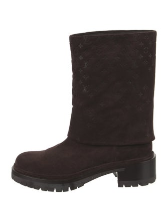 Louis Vuitton LV Monogram Suede Moto Boots
