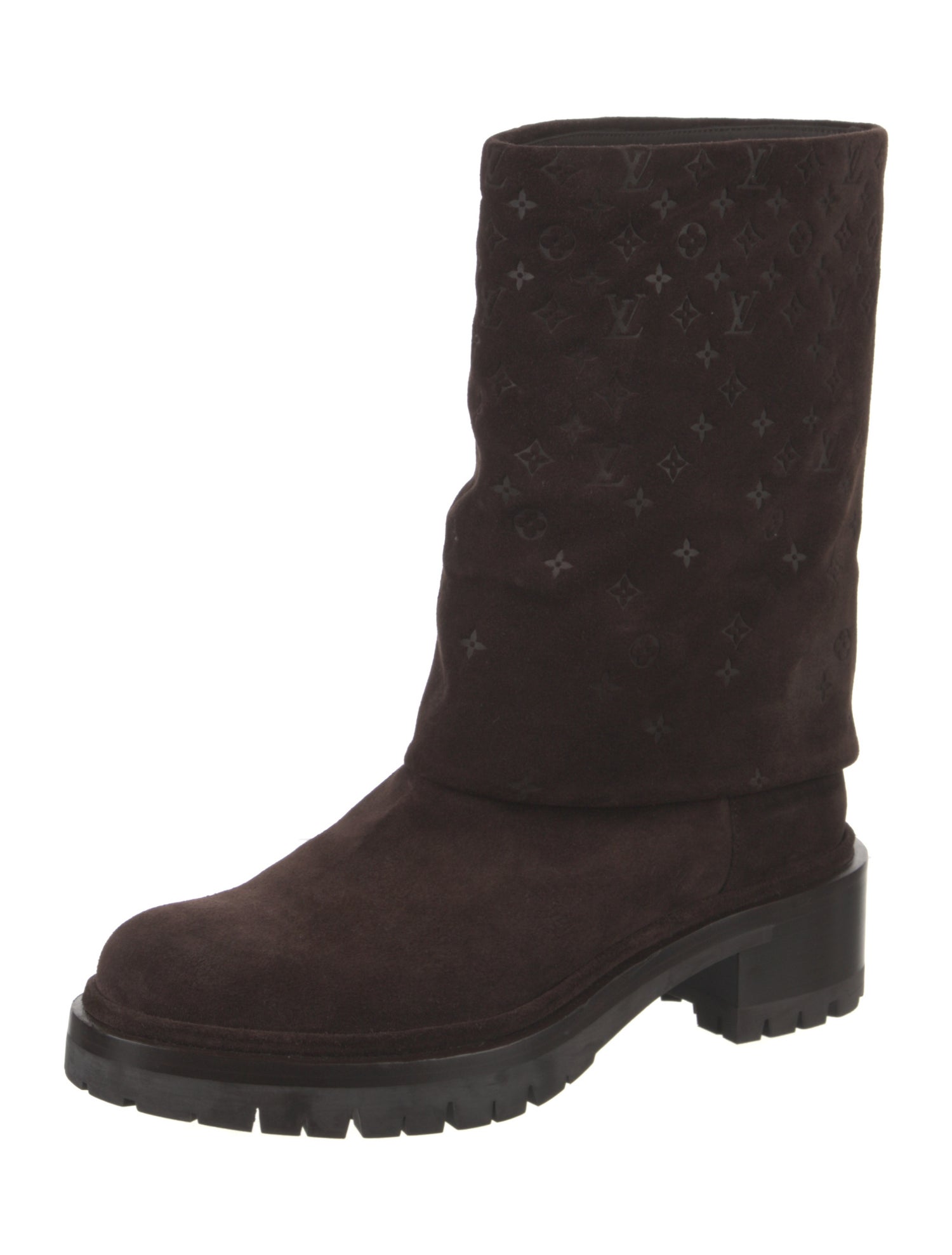 Louis Vuitton LV Monogram Suede Moto Boots