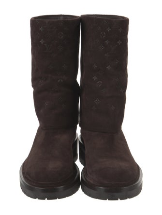 Louis Vuitton LV Monogram Suede Moto Boots