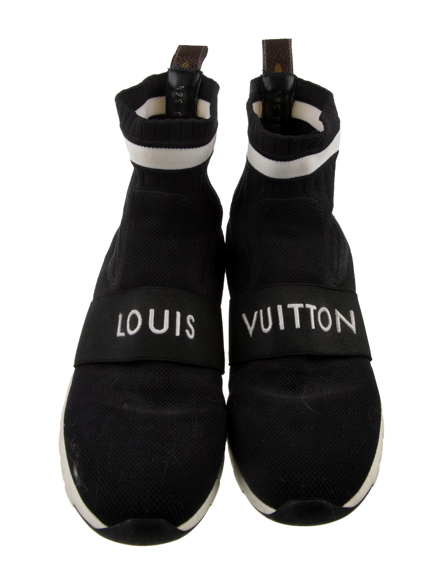 Louis Vuitton Monogram Pattern Embroidered Accent Sock Sneakers
