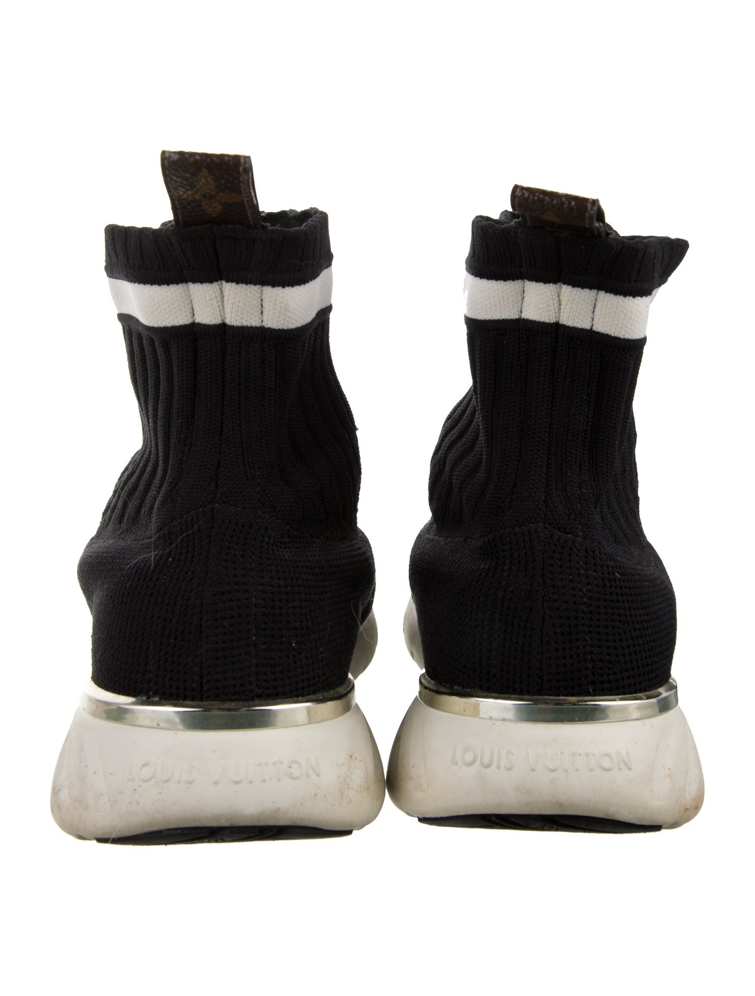 Louis Vuitton Monogram Pattern Embroidered Accent Sock Sneakers