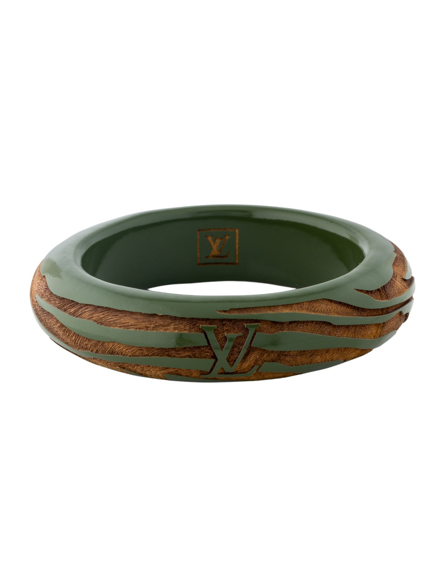 Louis Vuitton Lacquer & Wood Leomonogram Bangle Bracelet