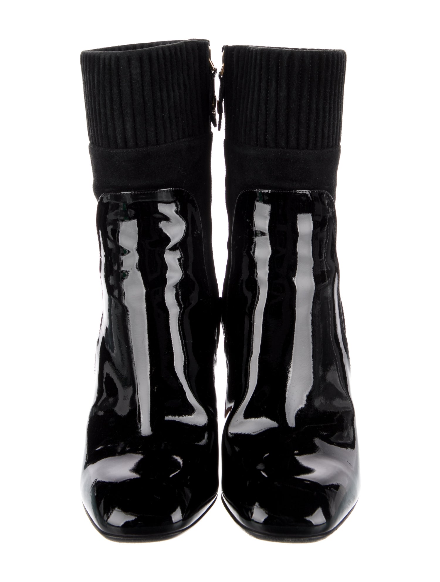 Louis Vuitton Patent Leather Colorblock Pattern Sock Boots
