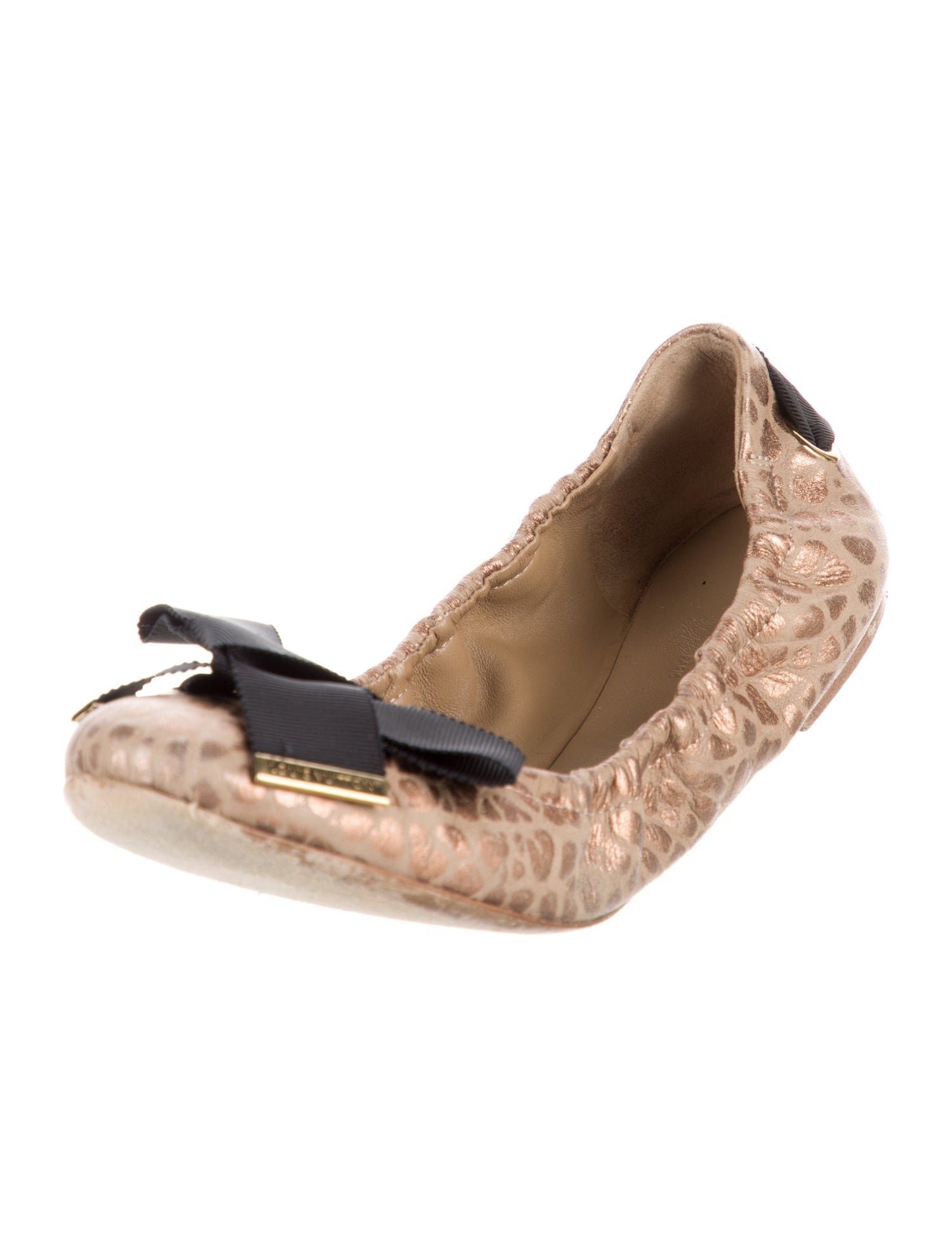 Louis Vuitton Leather Bow Accents Ballet Flats
