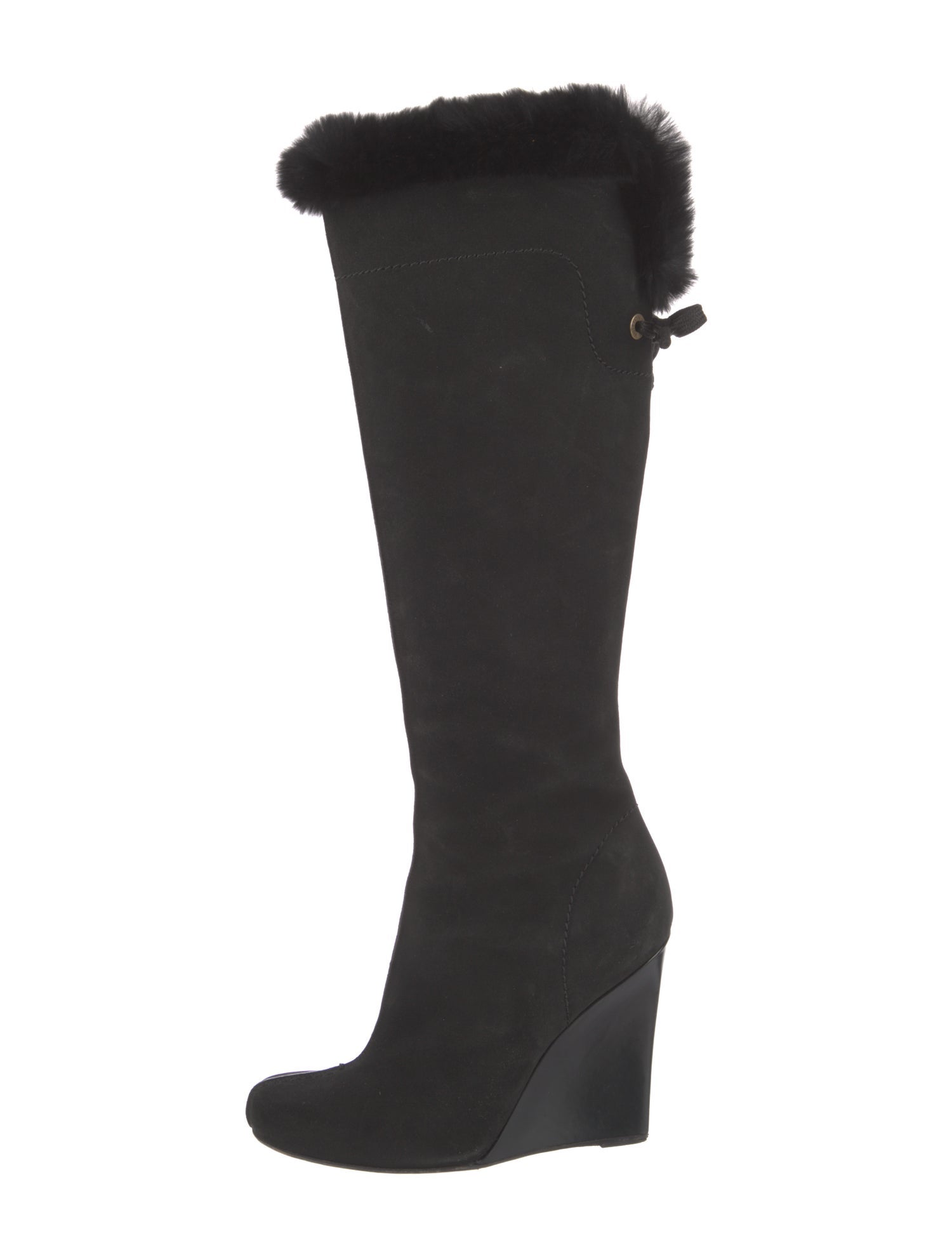 Louis Vuitton Suede Fur Trim Boots