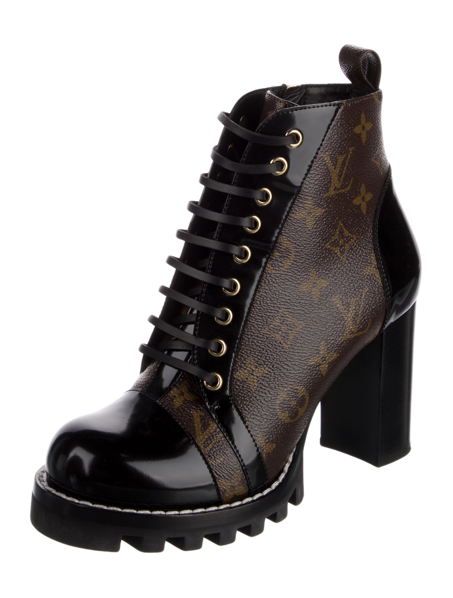 Louis Vuitton Monogram Pattern Combat Boots